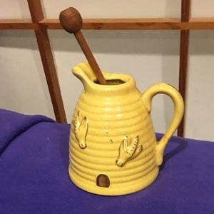 Vintage Bee Hive Honey Pot with Server Comb